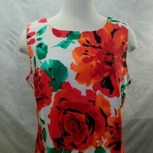 Ronni Nicole Shift Dress Spring Fall Autumn Floral Red Orange Size 14 (195)
